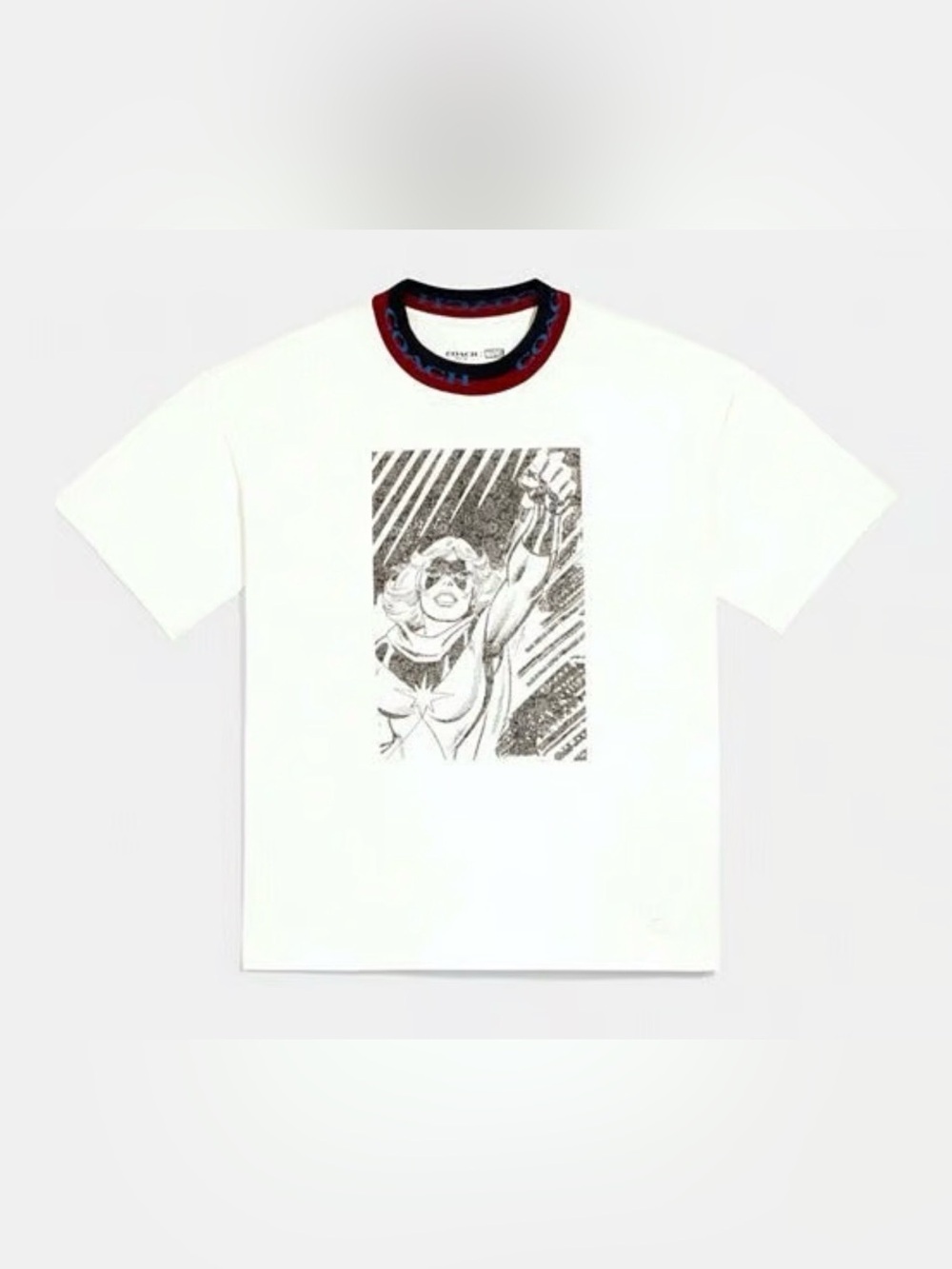 🖤COACH X MARVEL Captain Marvel collab white t-shirt size XS🖤